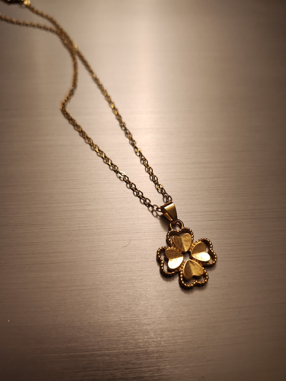 Gold Four-Leaf Clover Pendant Necklace - Women's Jewelry